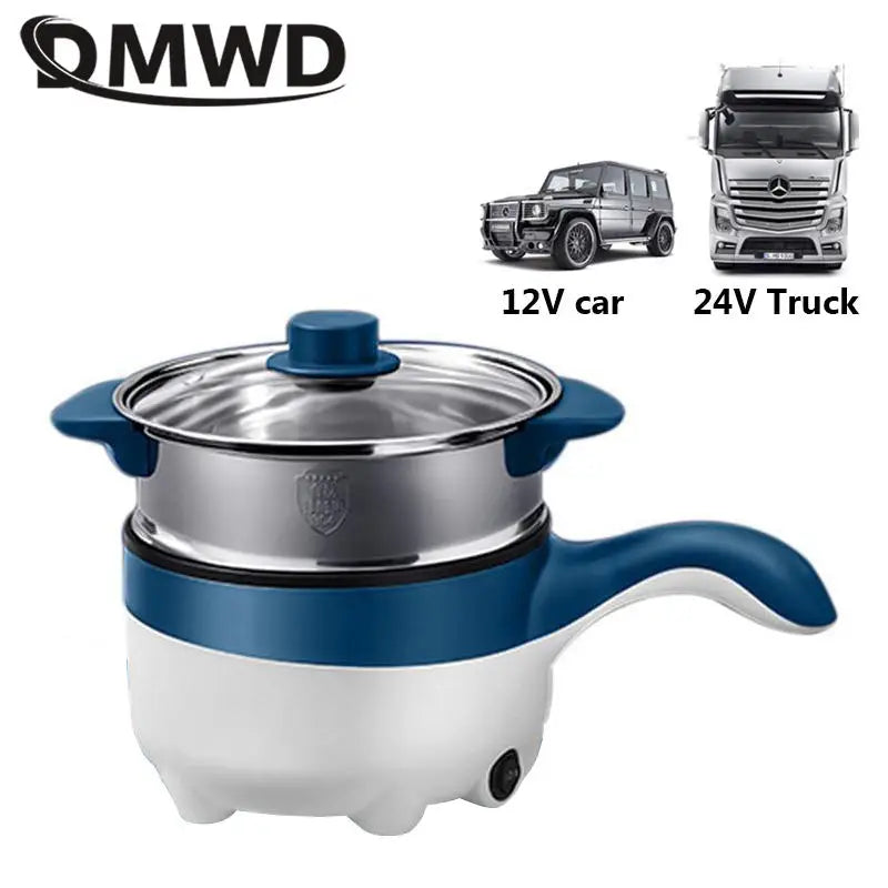 2L Multicooker for Car Truck 12V 24V Non-stick Electric Rice Cooker Food Steamer Stir-fry Pan Car-mounted Hot Pot Noodles Boiler