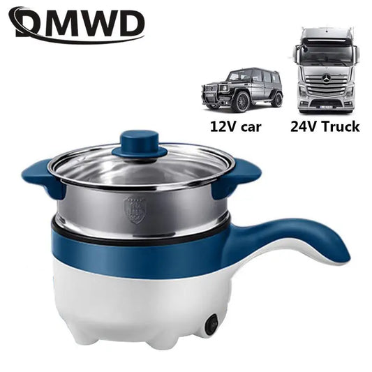 2L Multicooker for Car Truck 12V 24V Non-stick Electric Rice Cooker Food Steamer Stir-fry Pan Car-mounted Hot Pot Noodles Boiler