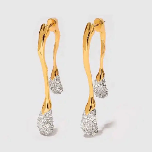 Europe America Fashion Water Drop Crystal Zircon Long Earrings Women Designer Luxury Jewelry Elegant Accessories