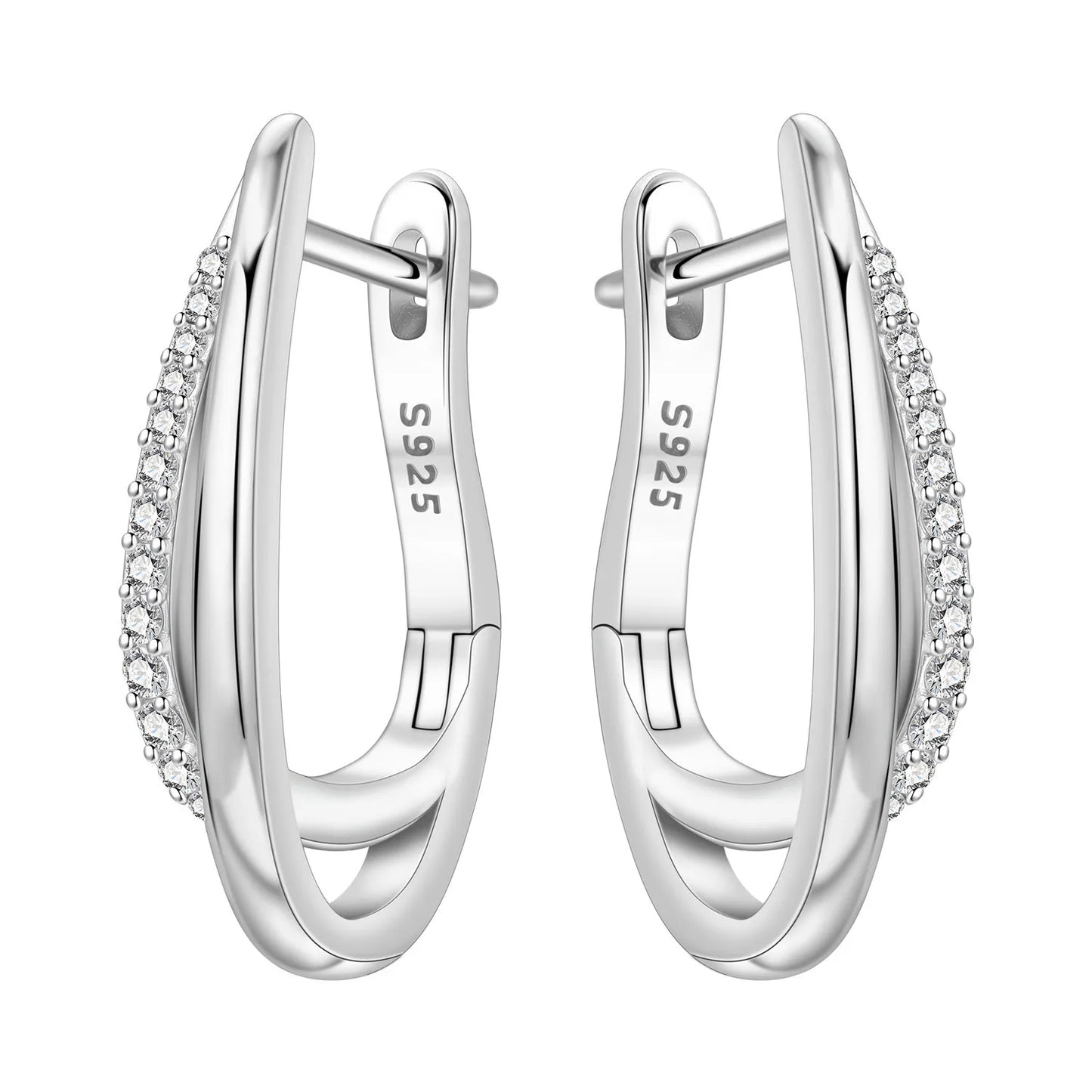 CYCUFF S925 Sterling Silver Zircon Simple Geometry Big Double Ring Earrings Birthday Party Gift Trend 2025 Jewelry Women Earring