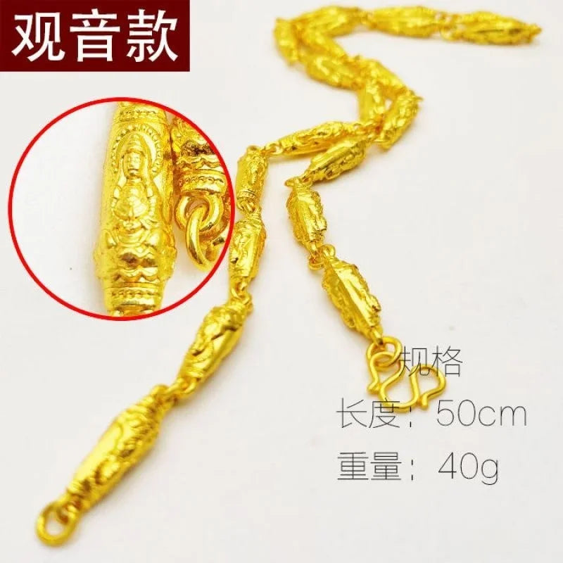 Plated 100% Real Gold 24k 999 Necklace Men's 999 Dominant Personality Fashion Jewelry 999 Permanent Color Pure 18K Gold Jewelry