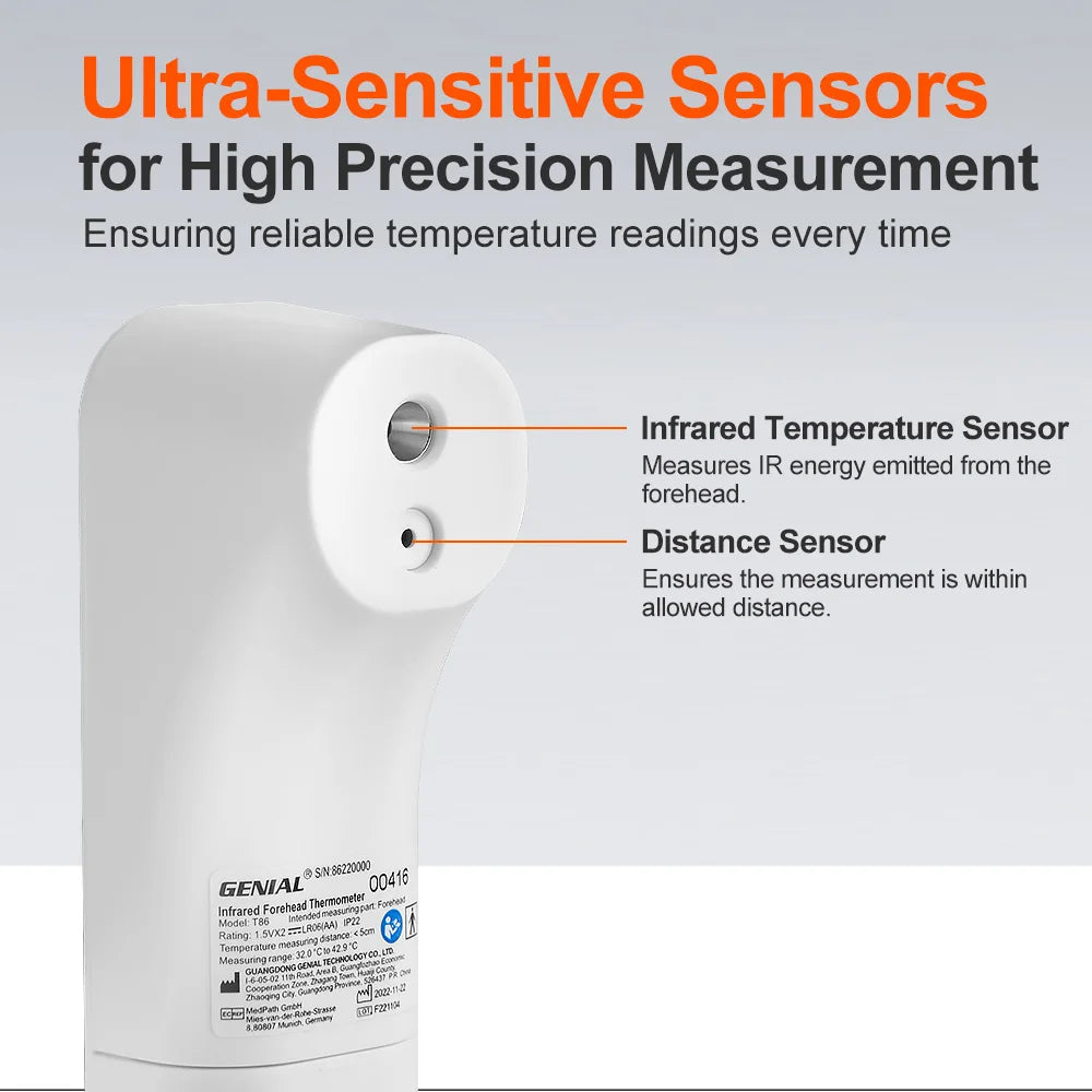 No-Touch Forehead Thermometer,Infrared Digital Thermometer for Adults and Kids,3Ultra-Sensitive Sensors,Quiet Vibration Feedback