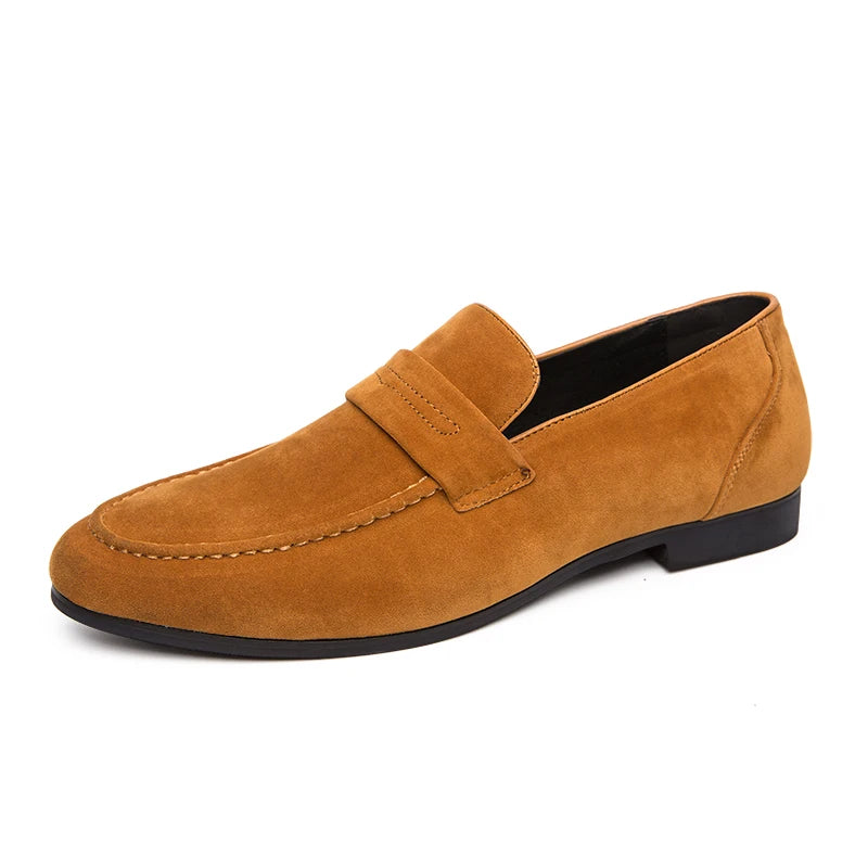 Suede Leather Oxfords Shoes For Men Loafers Casual Slip On Luxury Men Dress Shoes Office Wedding Party Shoes Man Moccasins Black