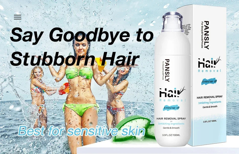 Hair Removal Spray Hair Growth Inhibitor Spray Painless Hair Reduction Permanently Inhibits Hair Growth Skin Silky Smooth 100ML