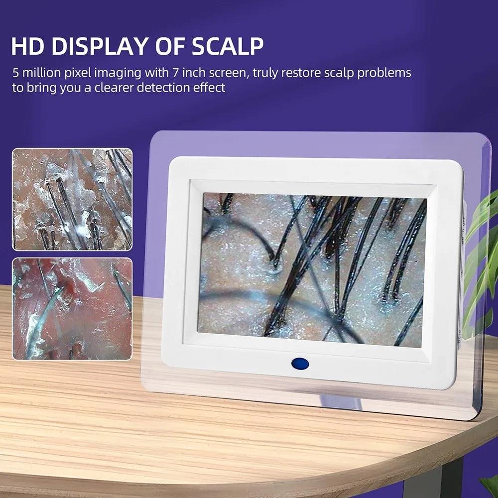 7 Inch LCD Scalp Detector Digital Hair Skin Analyzer Microscope for Hair Follicle Testing and Skin Analysis Magnifier 50/200X