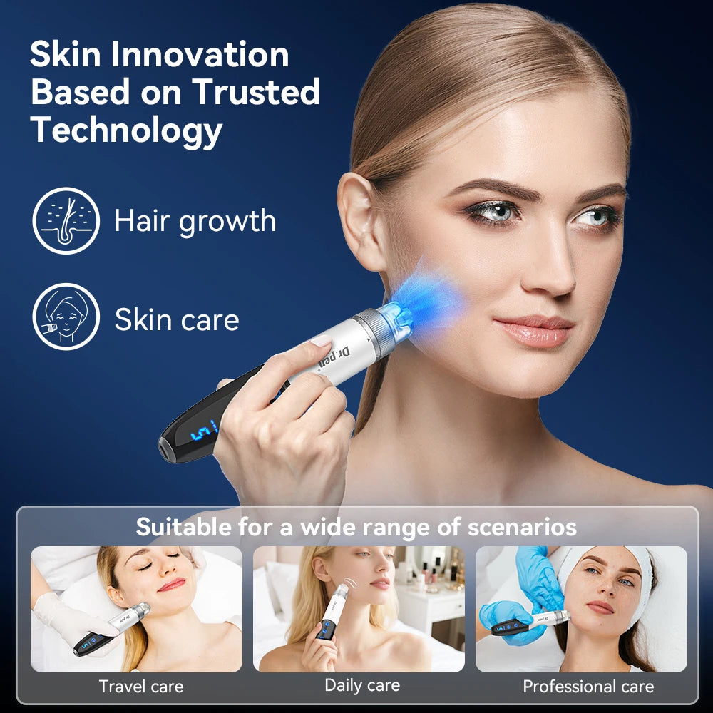 Dr.pen Q1S: Microneedle with EMS, Red/Blue LED, 700mAh Built-in Battery,2 Titanium Cartridge, Needle length 0.25 mm