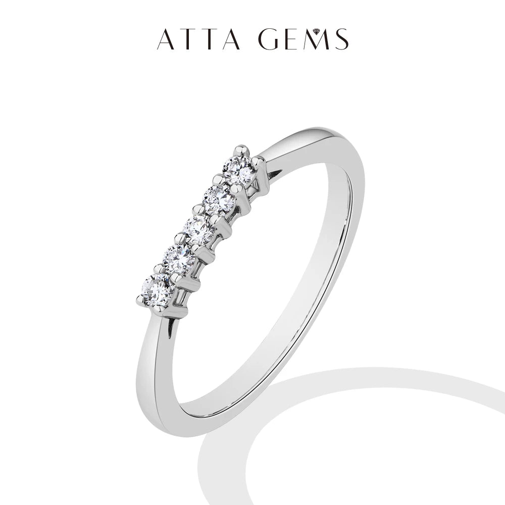 ATTAGEMS 925 Sterling Silver Moissanite Rings DVVS1 Round Cut 2.0mm Stackble 18K Gold Plated Wdeding Ring for Women Fine Jewelry