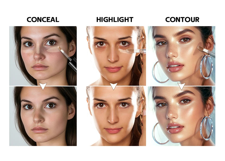 Multi-Use Foundation Long-lasting Matte Waterproof Oil Hight Full Coverage Highlight and Retouch Face Makeup for Women Lakerain