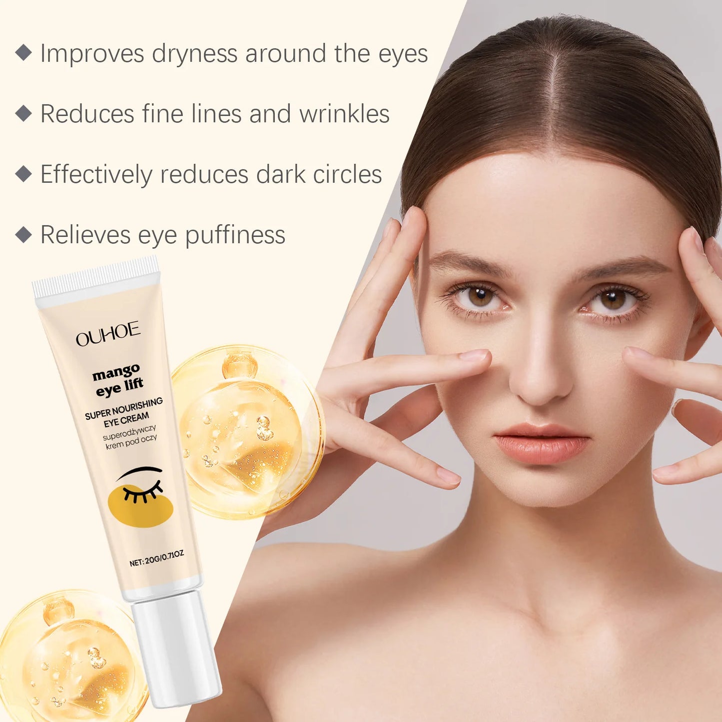 Eye Lift Cream Fade Dark Circles Relieve Puffiness Remove Wrinkles Reduce Fine Lines Brightening Smoothing Tightening Eye Cream
