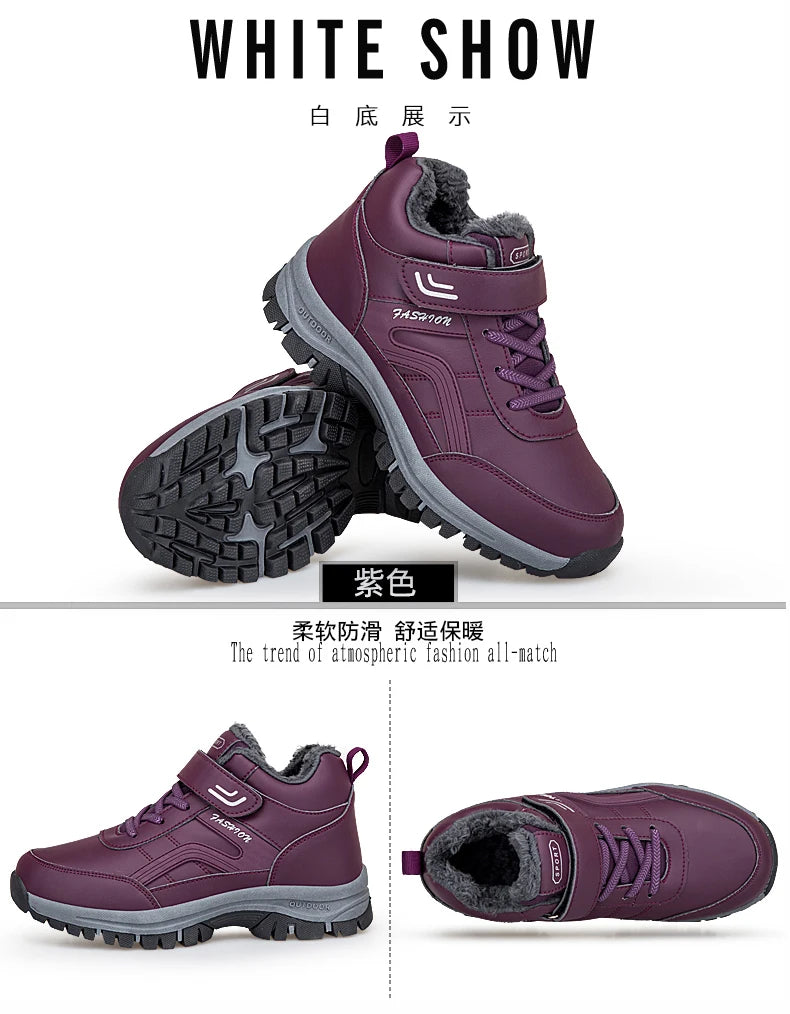 Winter Men's Snow Boots Women Slip On Winter Shoes Waterproof Comfortable Ankle Boots Sneakers Plush Hiking Walking Couple Shoes