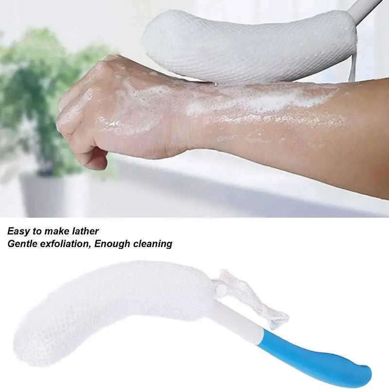 [TG813]1 Pcs Bath Soft Back Scrubber Brush Bath Shower Scrubbing Mesh Brush With Handle Exfoliating Scrub Massager Bath Supplies