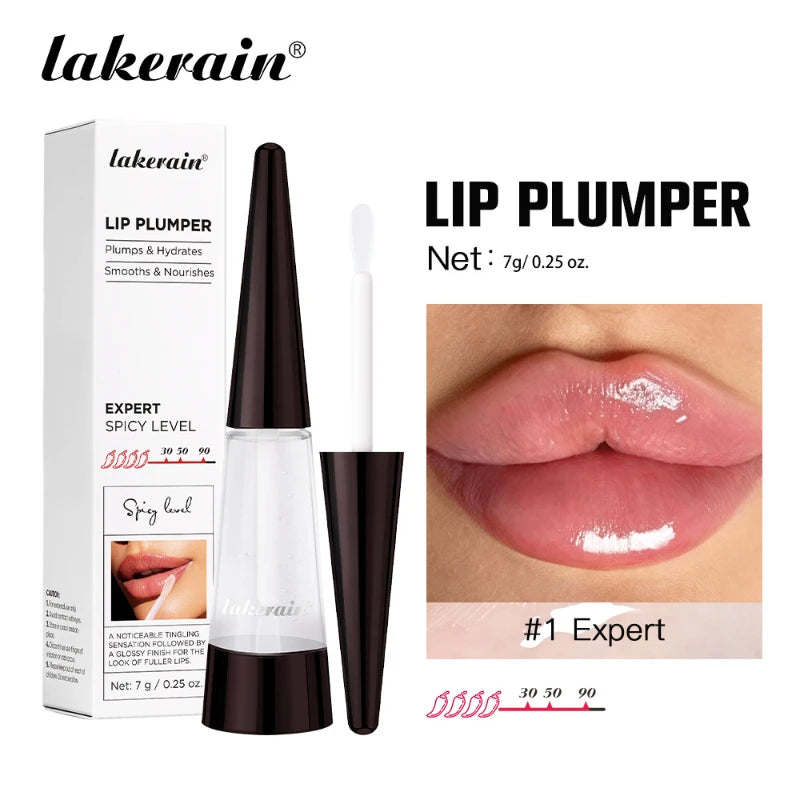 Lip Plumper Oil,Instant Plumping Clear High-Shine Gloss Hydrating Nourishing Volumizing Lip Gloss,Long-Lasting Moisture Makeup