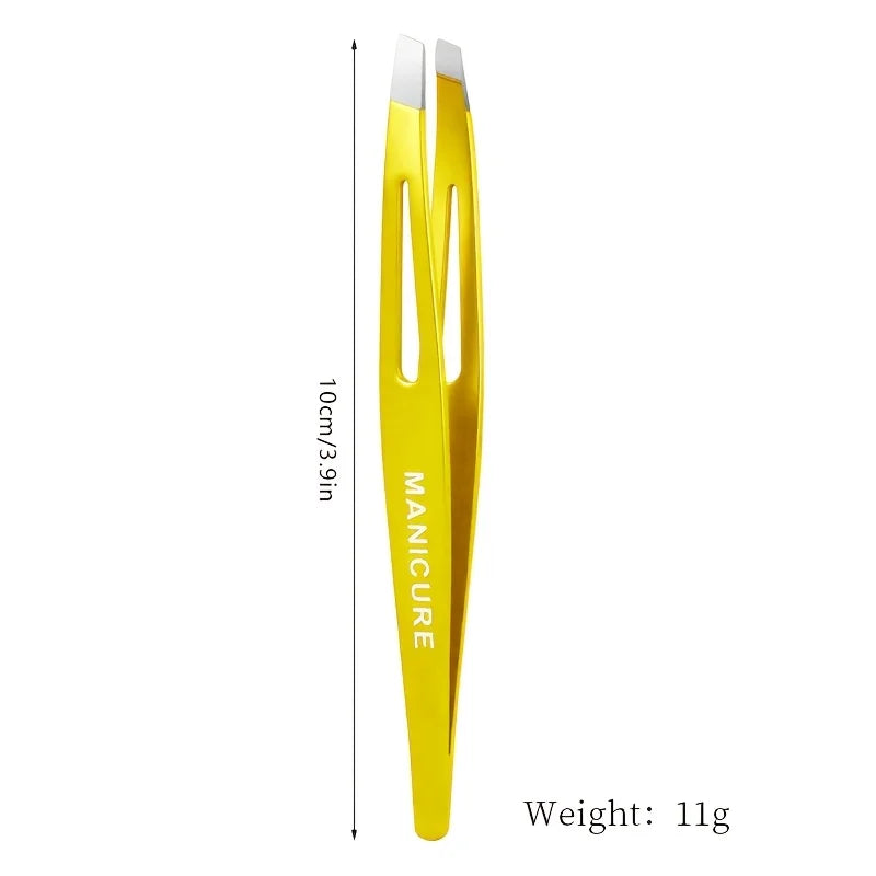 1pcs Colorful Stainless Steel Eyebrow Tweezer Colorful Hair Beauty Fine Hairs Puller Slanted Eye Brow Clips Removal Makeup Tools