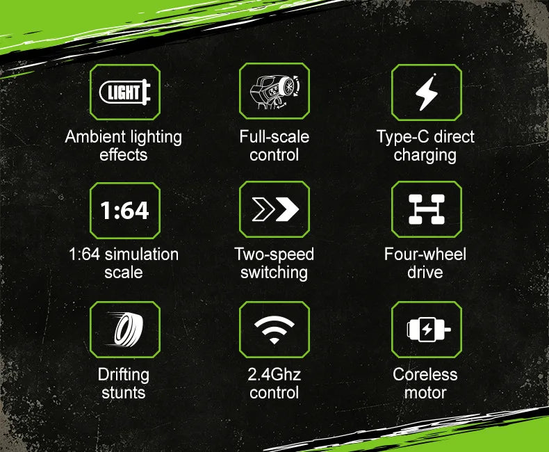 New 1/64 Mini Drift Car With Led Light Desktop Series Remote Control 4wd Racing Micro Card Van Gtr Boy Toy Gift