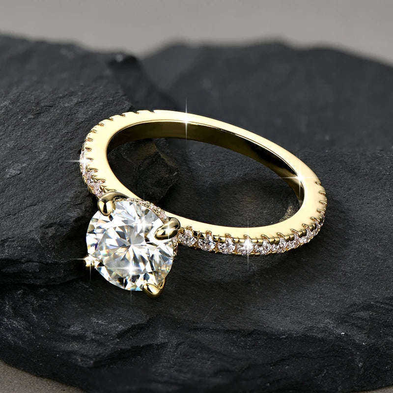 Lnngy Certified 8mm 2ct Moissanite Solitaire Ring 14K Gold Filled Engagement Rings For Women Wedding Party Jewelry Gift