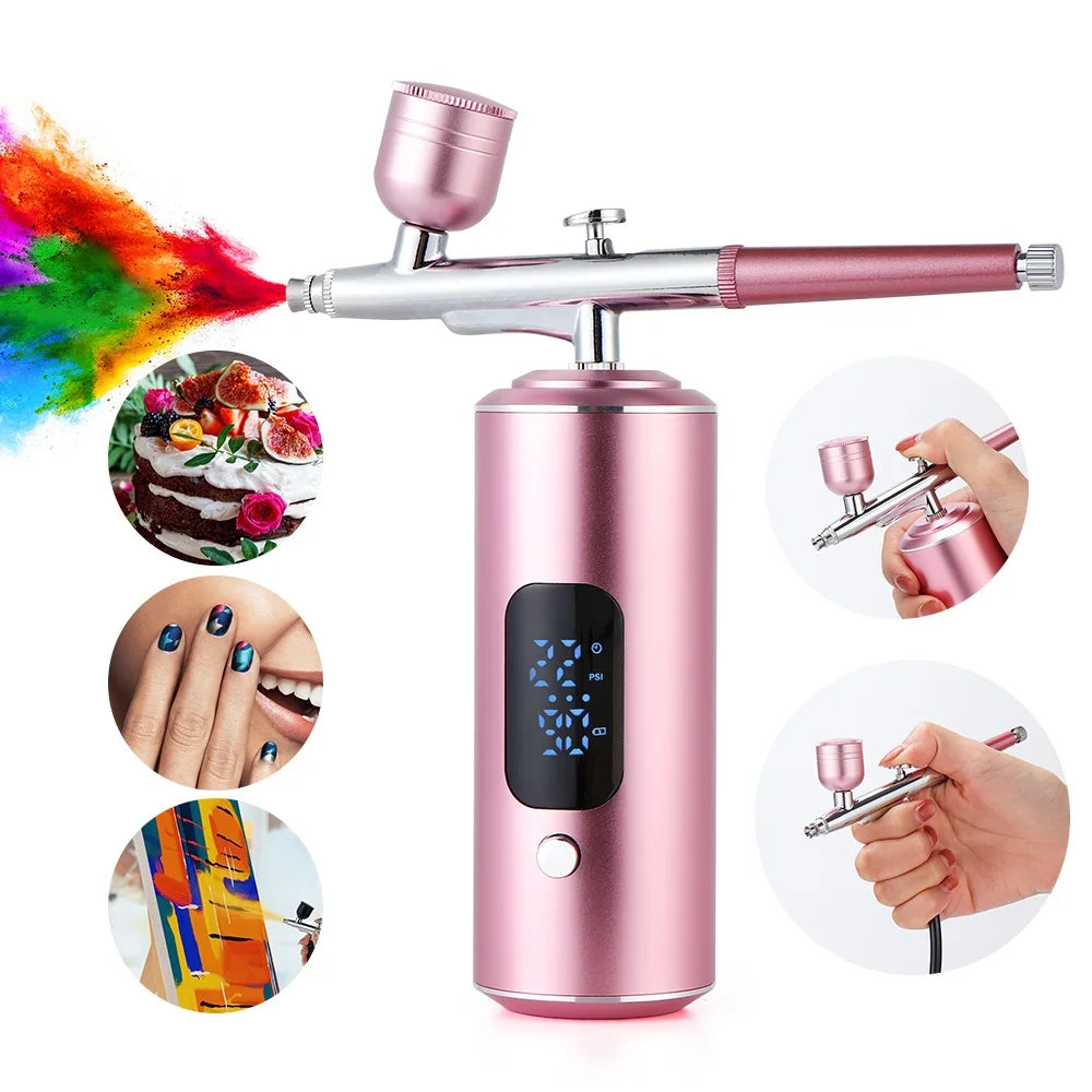 Portable Airbrush Kit Mini Air Compressor Paint Spray Gun For Nail Art Tattoo Craft Cake Pastry Painting Face Hydrating Sprayer