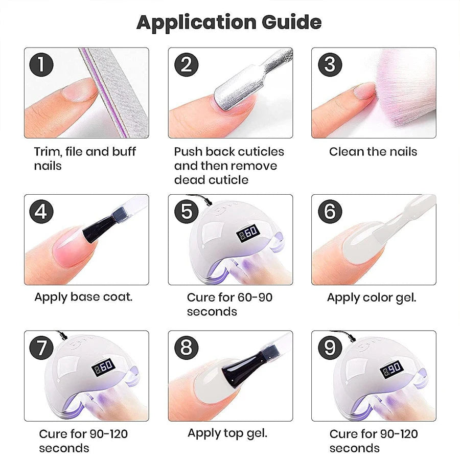 QAZIXU 6Pcs Color Gel Nail Polish Set Soak Off UV LED Pastel Gel Polish Semi Permanent Manicure Kit Nail Art DIY For Salon