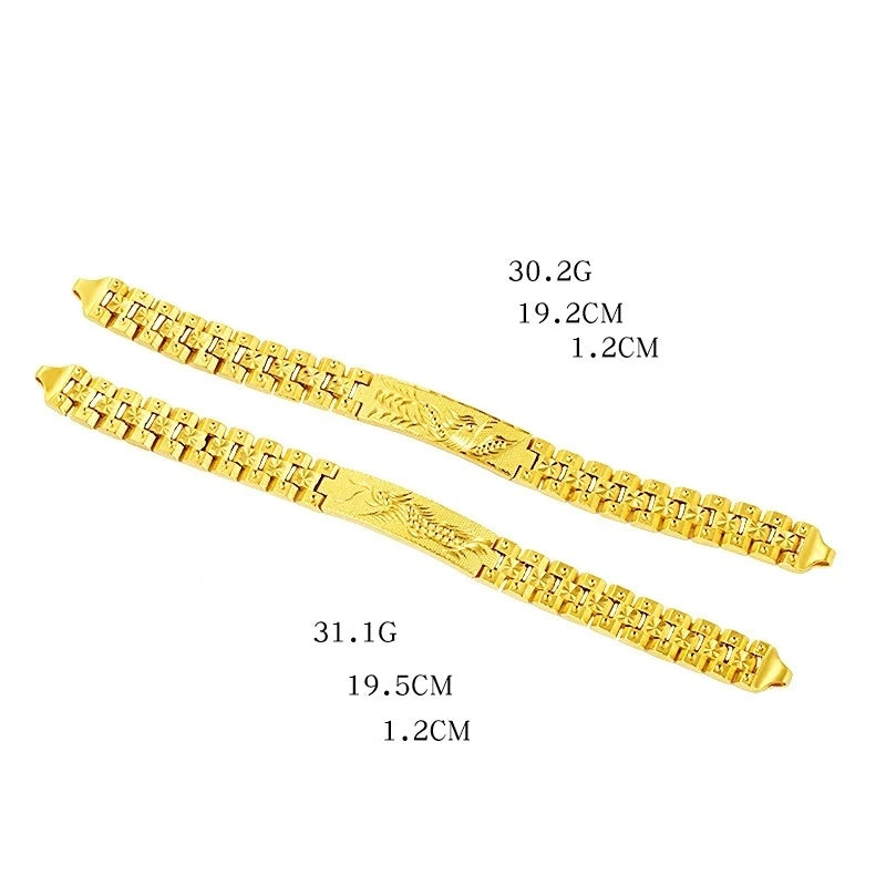 18 K Gold Color Widened Watch Chain Bracelet for Men Dad Father Not Fade Design Bracelet Wedding Engagement Jewelry Gifts
