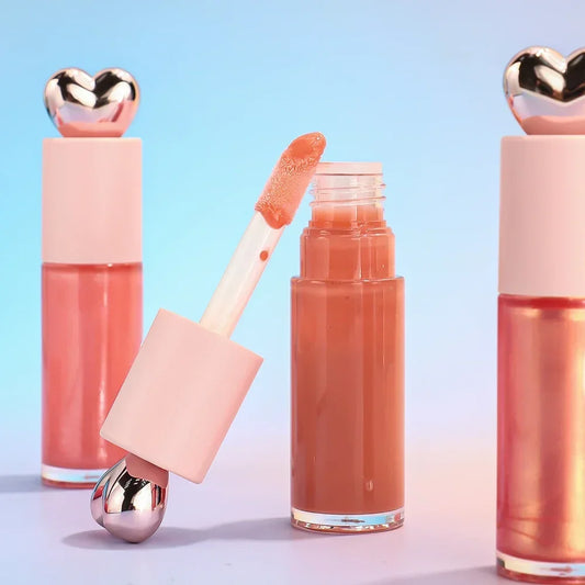 Private Label Love Heart Cover Non-stick Waterproof Lip Gloss Custom Logo Matte Pearl Long-lasting Non-fading Makeup Wholesale