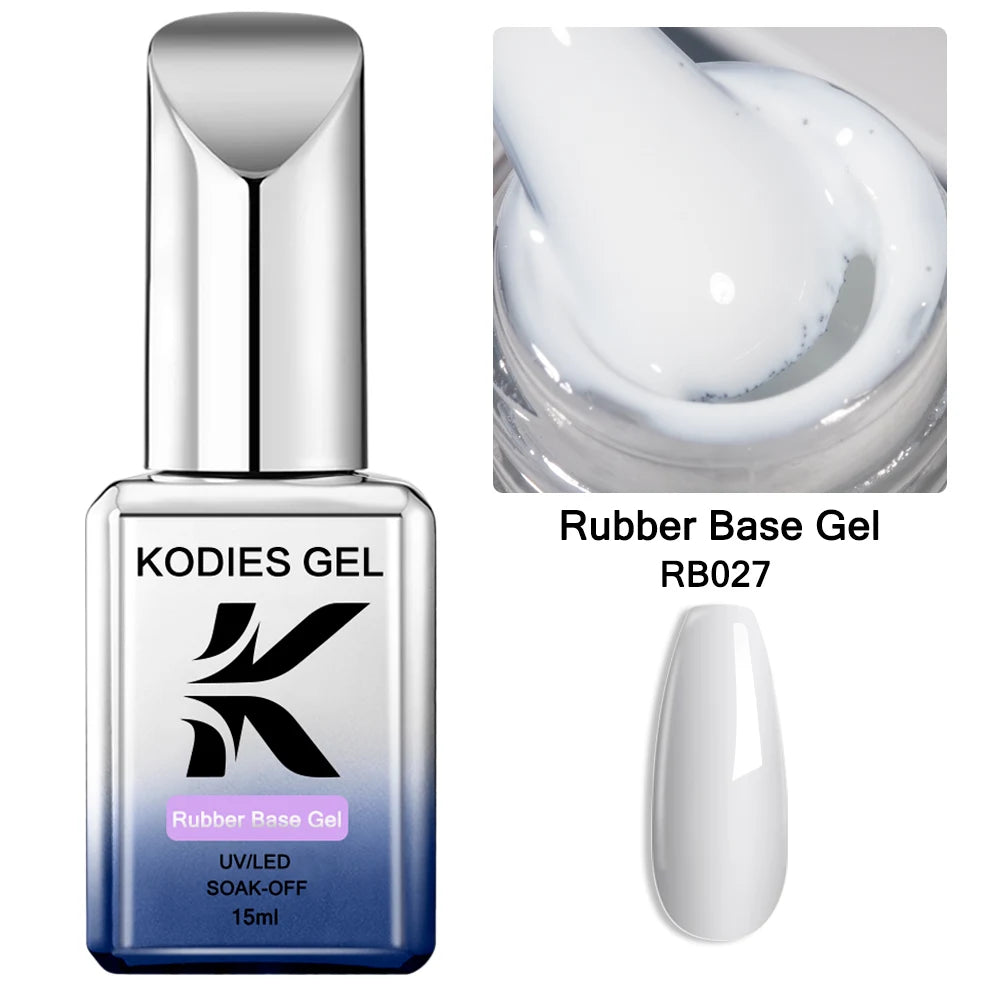 KODIES GEL Ridge Filler Rubber Base Coat Gel Nail Polish Semi Permanent UV/LED Self Leveling Nail Thickening Base Gel Varnish