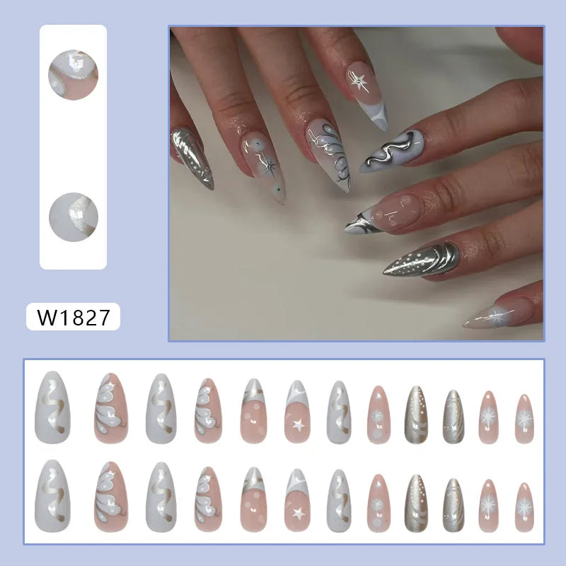 Sweet Sweetheart 24 Pcs Press on Nails Pink Gradient Fake Nails Glossy Artificial Finger Manicure Reusable False Nails for Women