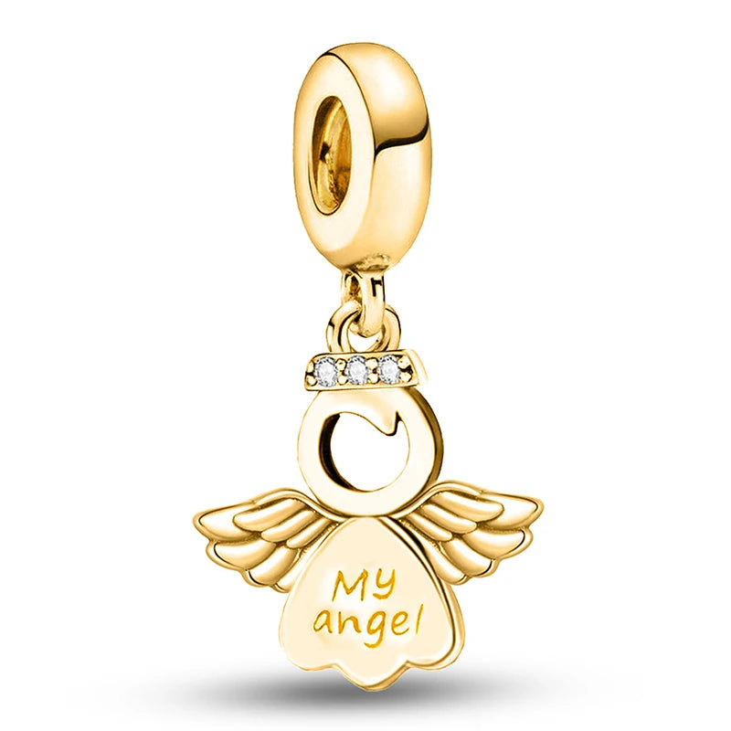 Shecharms 925 Sterling Silver Love Heart Firefly Golden Series Charms Fit DIY Making Bracelet Necklace High Quality Fine Jewelry