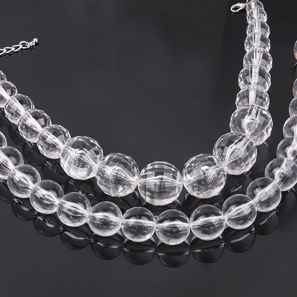FishSheep Statement Big White Black Acrylic Ball Choker Necklace for Women Large Oversized Clear Beads Collar Necklace Jewelry