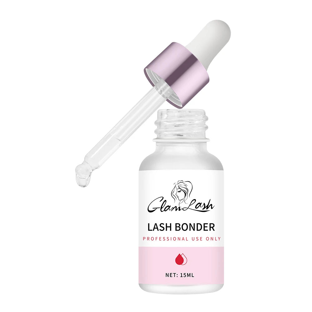 GLAMLASH 10ml/15ml Lashes Super Bonder For Eyelash Extension Bonder Private Label Grafting Eyelash Glue Quick Drying Long Last