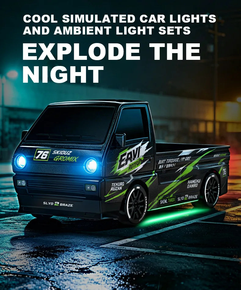 New 1/64 Mini Drift Car With Led Light Desktop Series Remote Control 4wd Racing Micro Card Van Gtr Boy Toy Gift