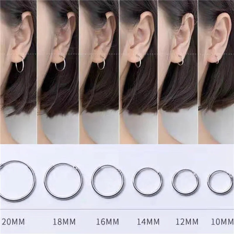 SOMILIA 925 Sterling Silver Platinum Big Hoop Earrings for Women Real Money Jewelry Female Fashion Womens Fine Earrings 10-90mm