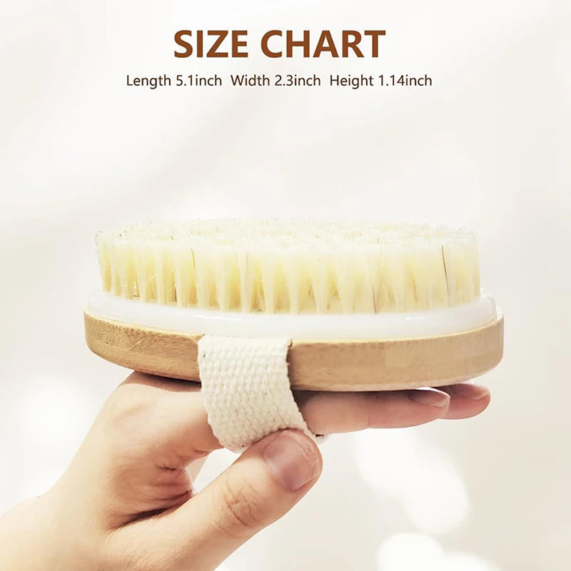 Home Dry Wet Back Shower Brushes Exfoliating Bathing Brush Natural Bristle Brush Soft Wet Dry Skin Body SPA Brush Bath Massager