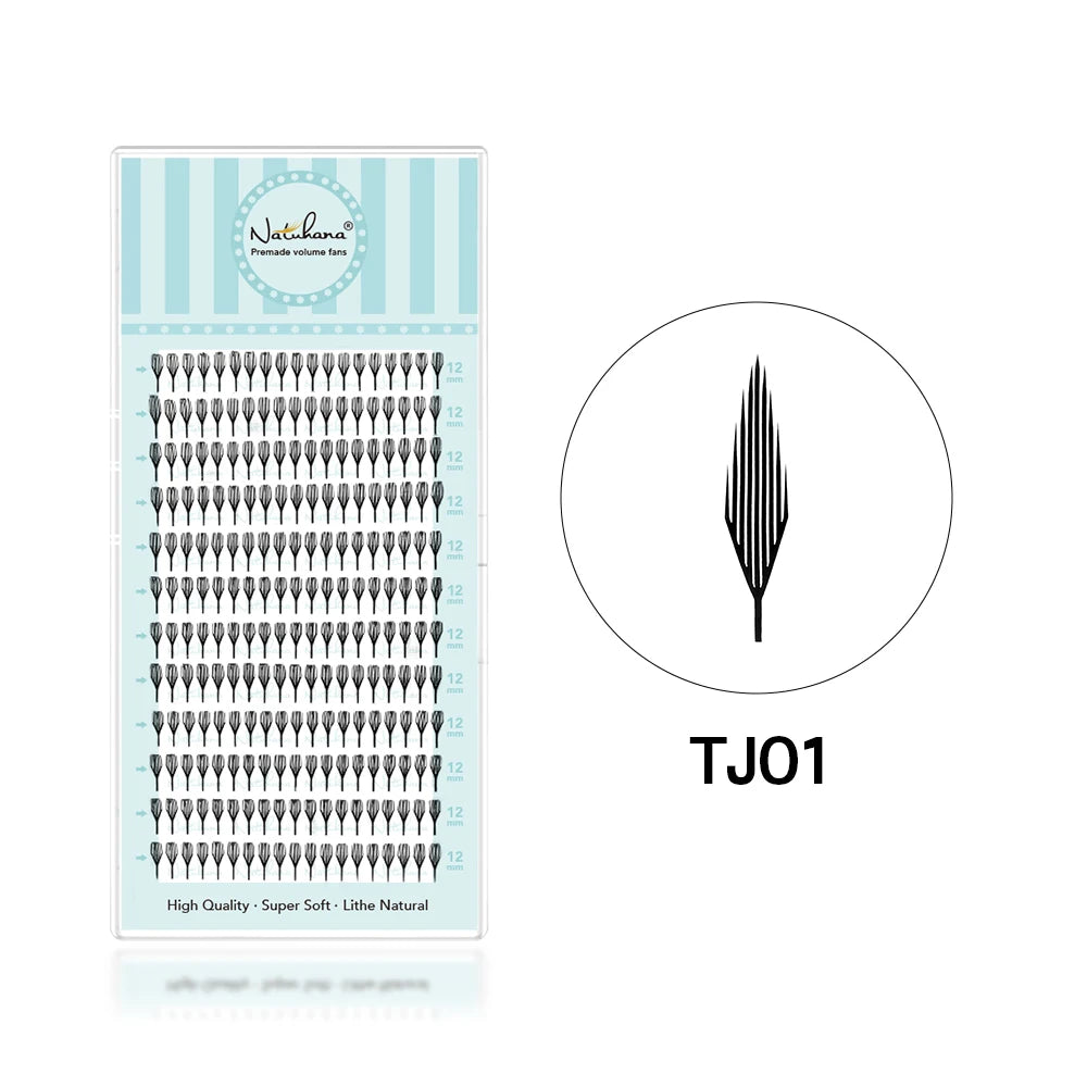 NATUHANA Narrow Spiky Premade Fans Fairy Wings Eyelash Extensions Anime Manga Style Soft Wispy Volume Lashes DIY Salon