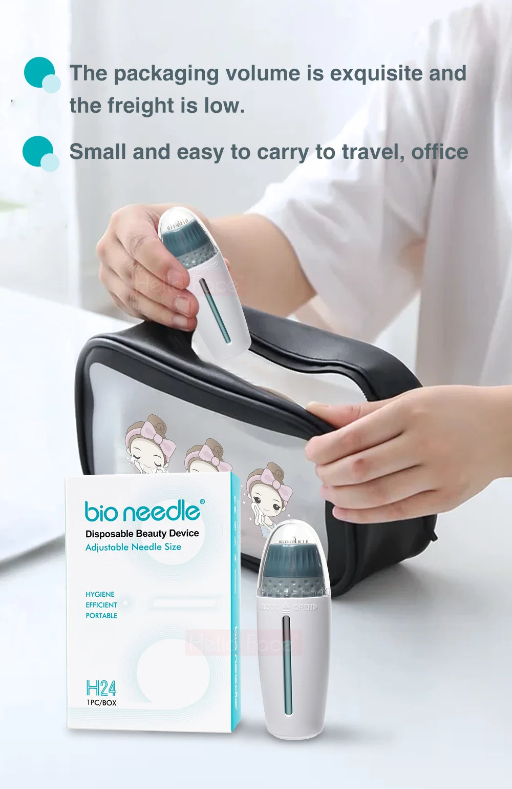 Hello Face Derma Stamp Titanium Microneedle Bio Needle H24 Hydra Needle Efficient Adjustable Needle 0.25 mm needle length