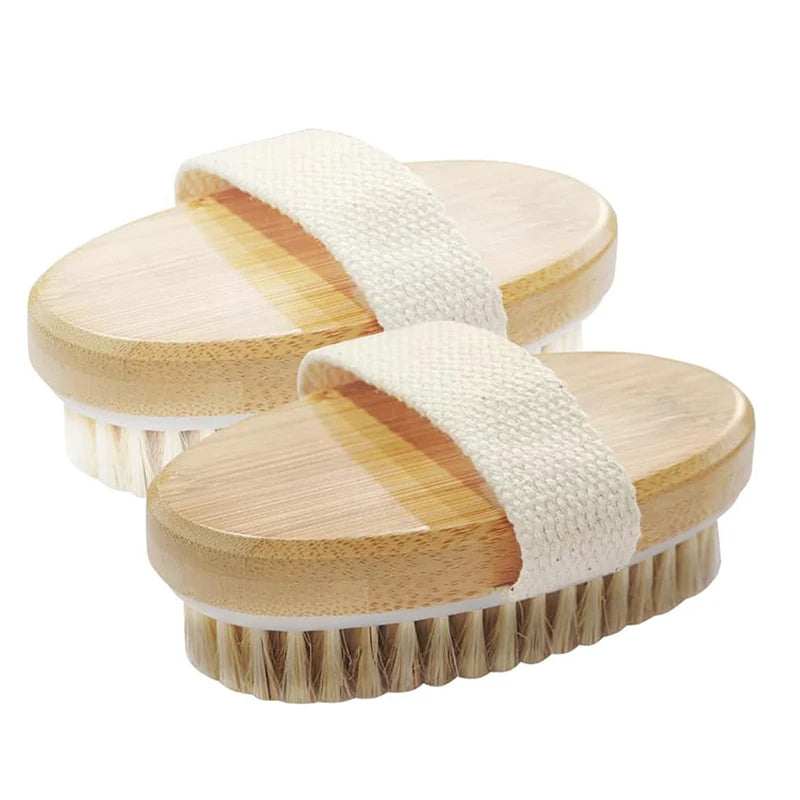 Home Dry Wet Back Shower Brushes Exfoliating Bathing Brush Natural Bristle Brush Soft Wet Dry Skin Body SPA Brush Bath Massager