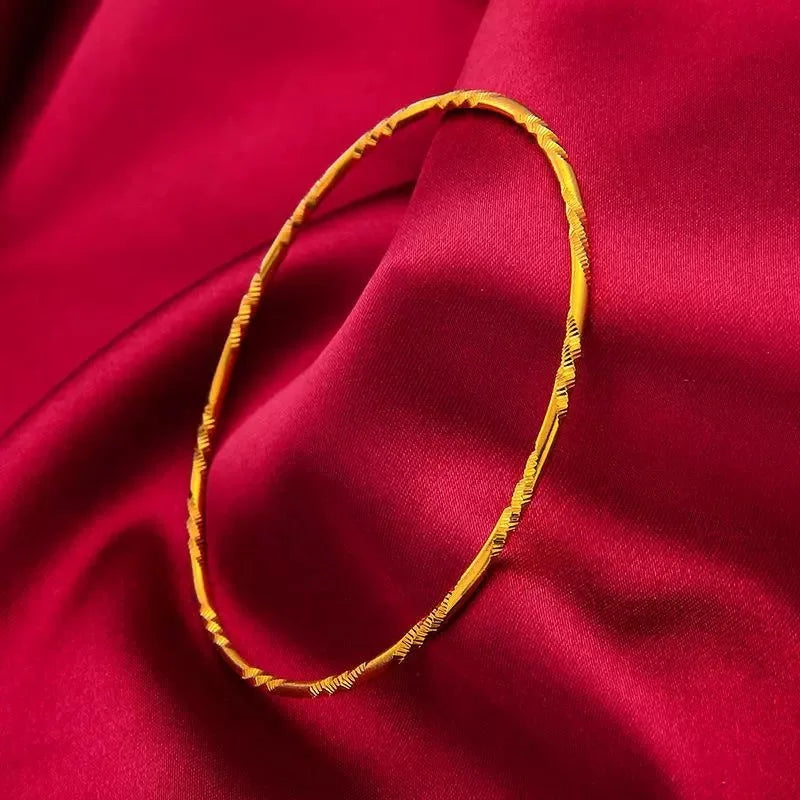 9999 24K Real Gold Bracelet for Women 999 Three Lives Three Generations Smooth Starry Sky with Fine Circles 24K Jewelry