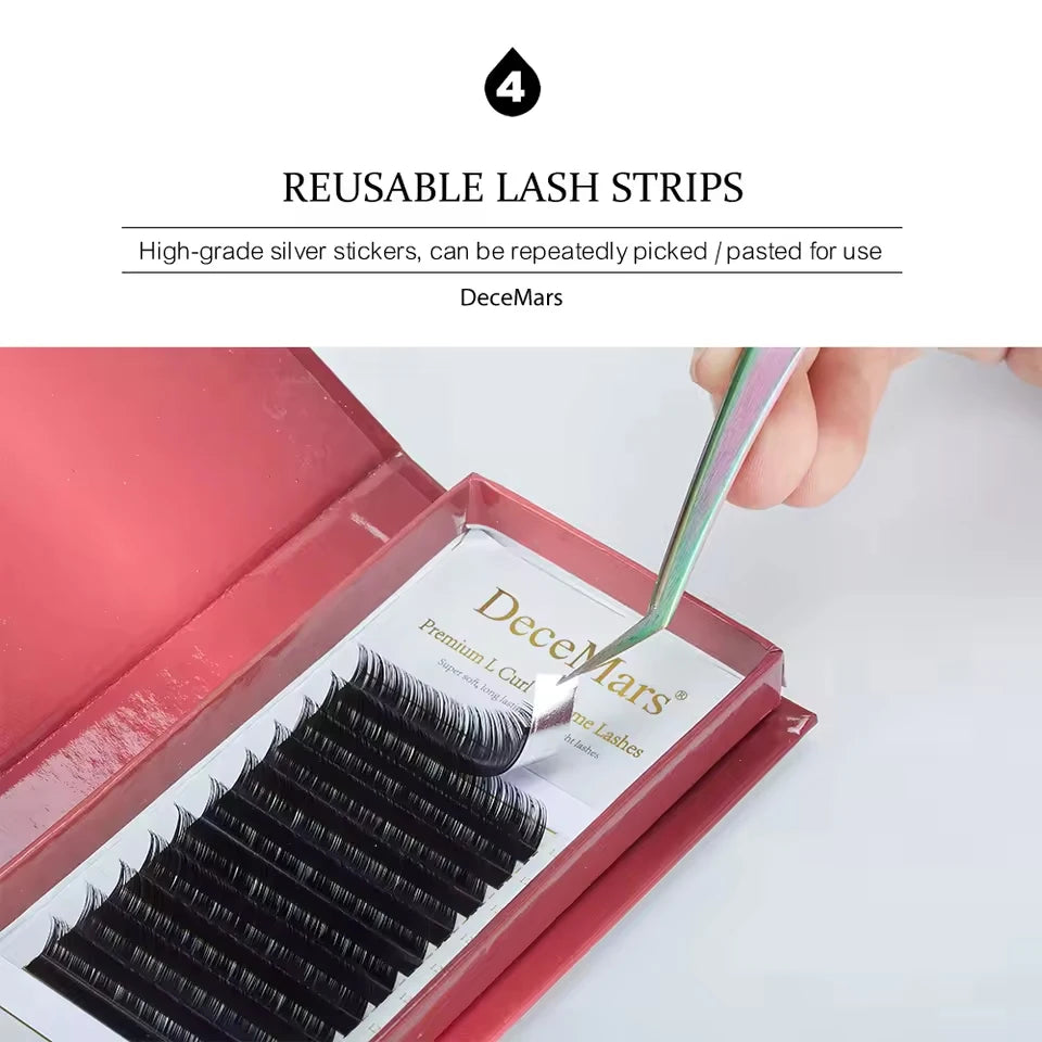DeceMars L LC LD LU M Brown Color Eyelash Extension PBT Mink 8-15mm