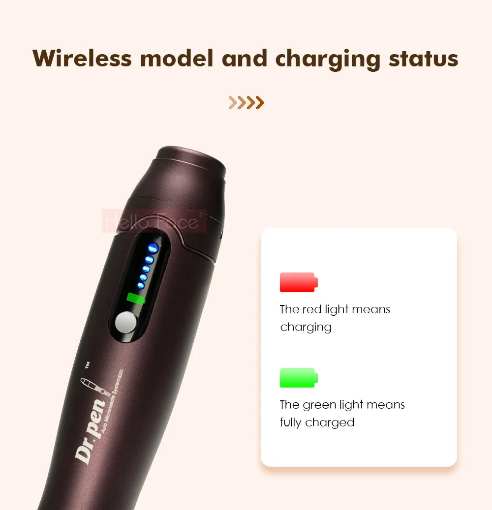 Original Dr. pen A10 Microneedling Pen 0.25mm 5 Speeds Type-C Charger 2 Cartridges Wave Needle Design