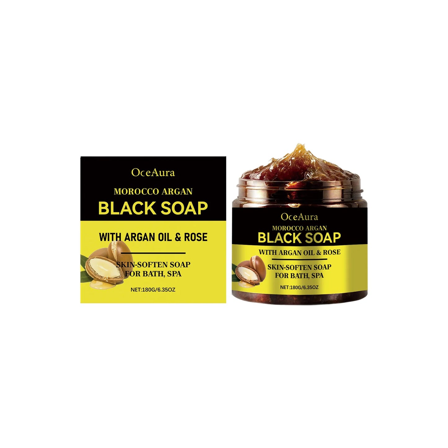 Morocco Argan Black Soap for Exfoliating Deep Cleaning Remove Dead Skin Body Scrub Purifying Moisturizing Brighten Skin Soap