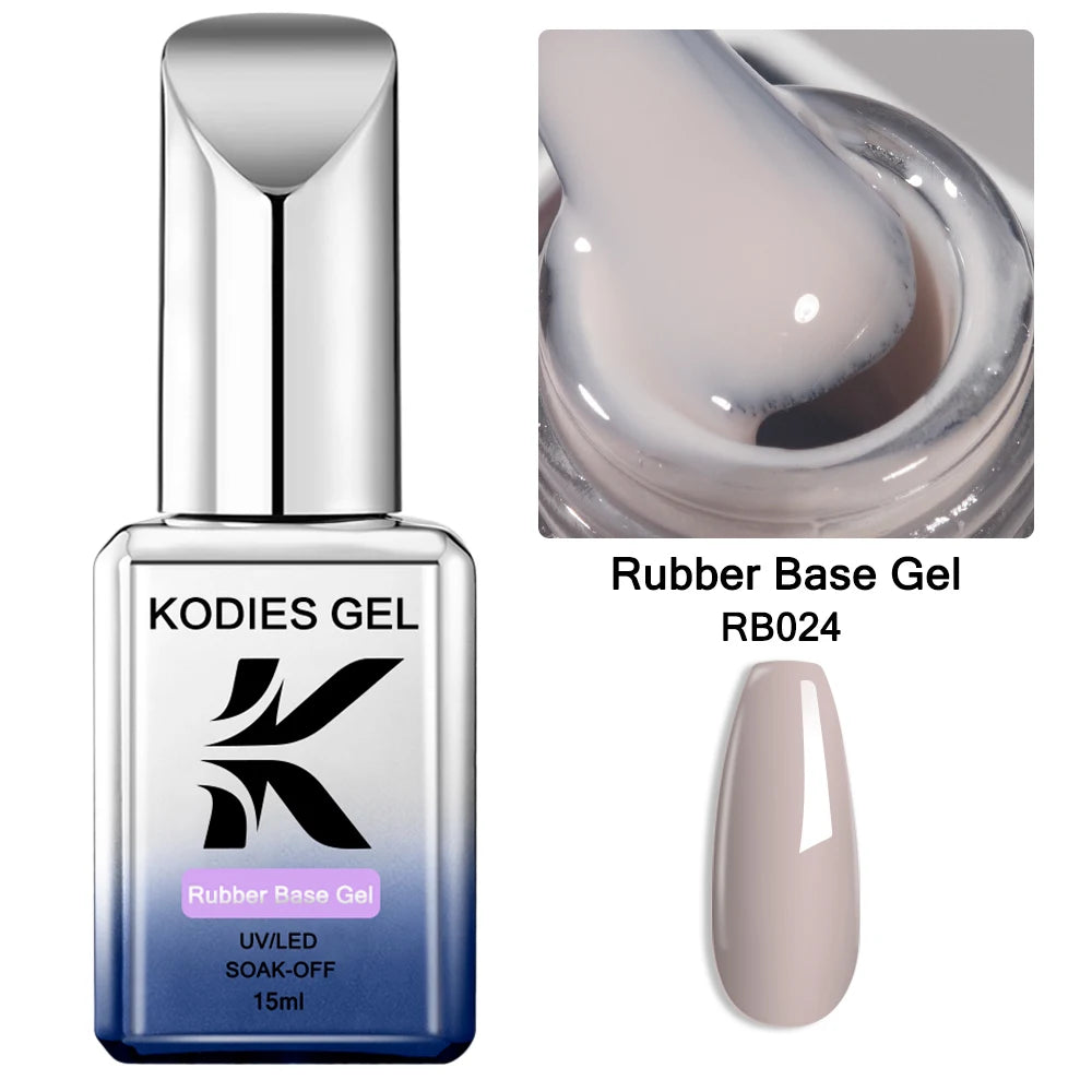 KODIES GEL Ridge Filler Rubber Base Coat Gel Nail Polish Semi Permanent UV/LED Self Leveling Nail Thickening Base Gel Varnish