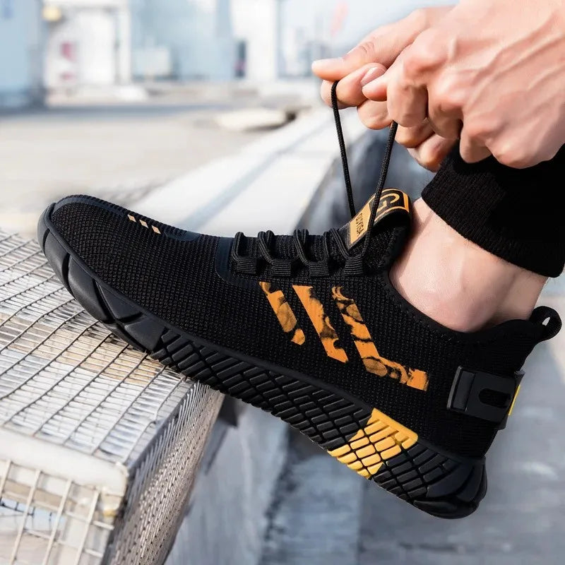 Work Sneakers Men Safety Shoes Construction Steel Toe Work Shoes Safety Boots Men Shoes Anti-Puncture Working Summer Kevlar