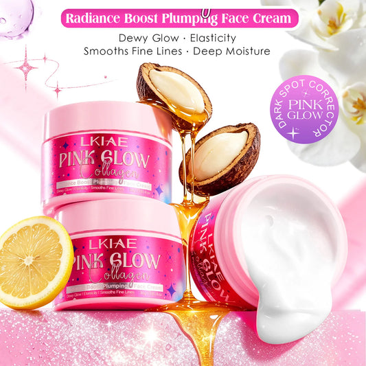 LKIAE Pink Glow Women Facial Cream, Brightening, With Shea Butter, Niacinamide, Collagen, For All Skin, Even Sensitive Skin