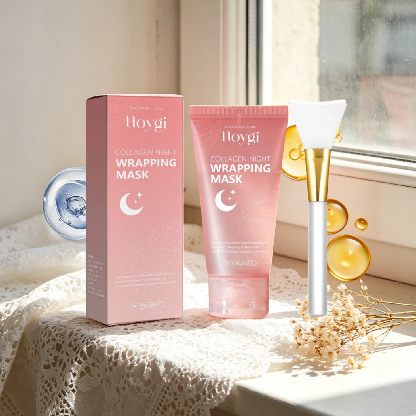 Hoygi Collagen Night Wrapping Mask Deep Nourishment Skin Firming Brightening Skin Tone Shrink Pores Mild Formula Sleeping Mask