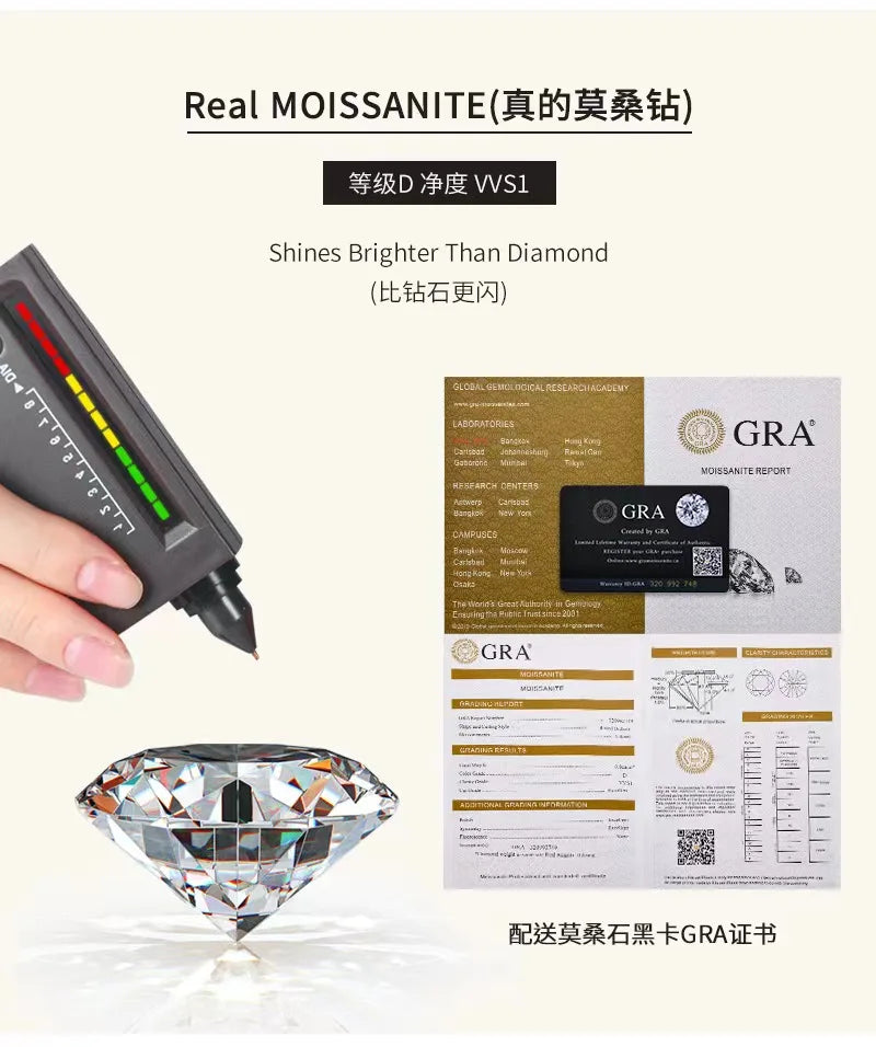 Full Moissanite Earrings for Women S925 Sterling Sliver with 18k Gold Plated Ear Stud Wedding Earring Luxury Jewelry Gift