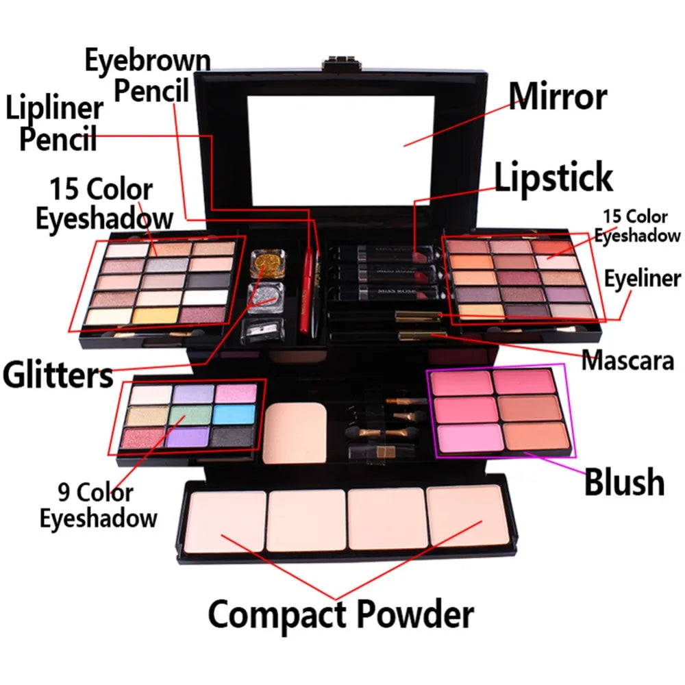 MISS ROSE Makeup Set Box Professional Eyeshadow Lip Gloss Stick Foundation Blush Powder Makeup Kit Maquiagem Cosmetics