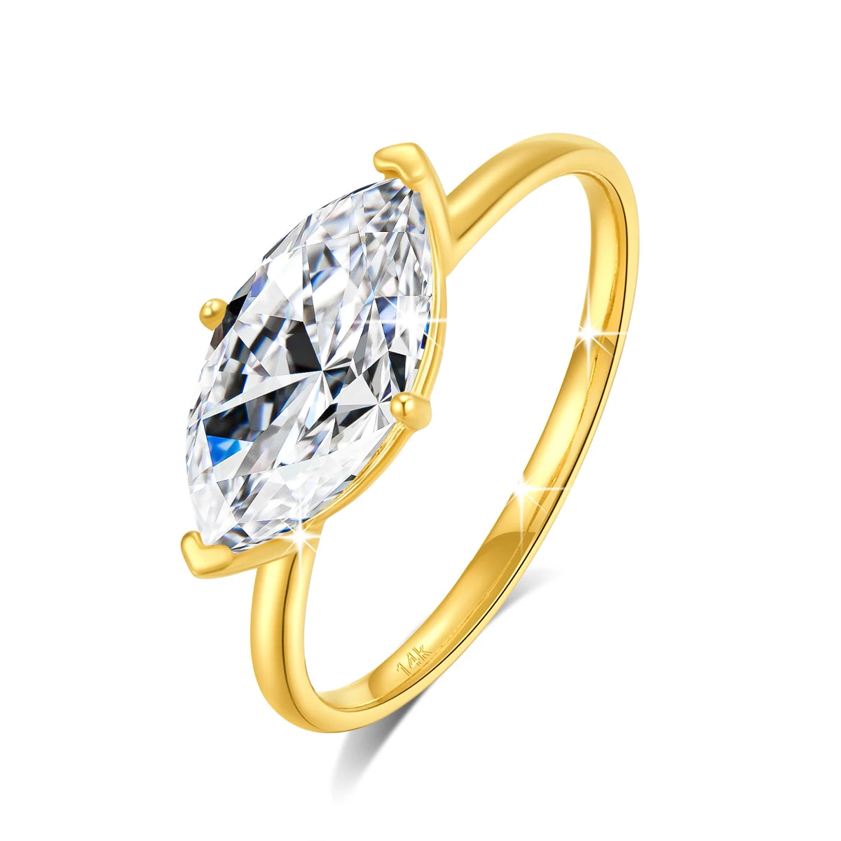 SDOOU 100% Real 14k Gold Engagement Ring Classic 2CT 3CT Marquise Moissanite Diamond Promise Ring Fine Jewelry Gift Ring for her