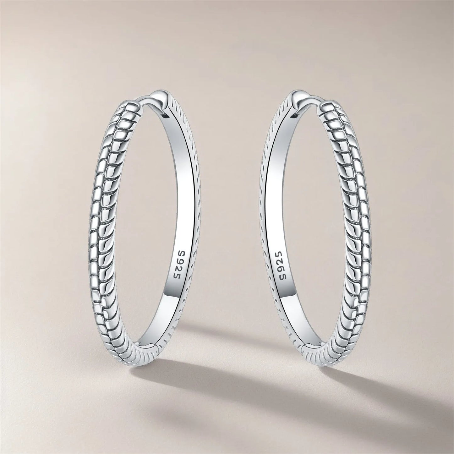 Real 925 Sterling Silver Minimally Designed Earring Jewelry Hoop Earrings For Women Jewelry Fine Birthday Party Gifts