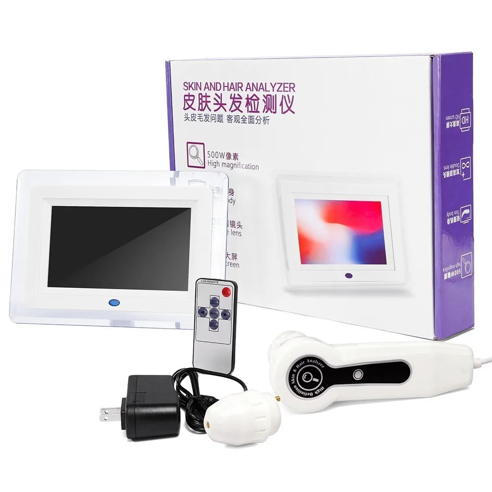 7 Inch LCD Scalp Detector Digital Hair Skin Analyzer Microscope for Hair Follicle Testing and Skin Analysis Magnifier 50/200X