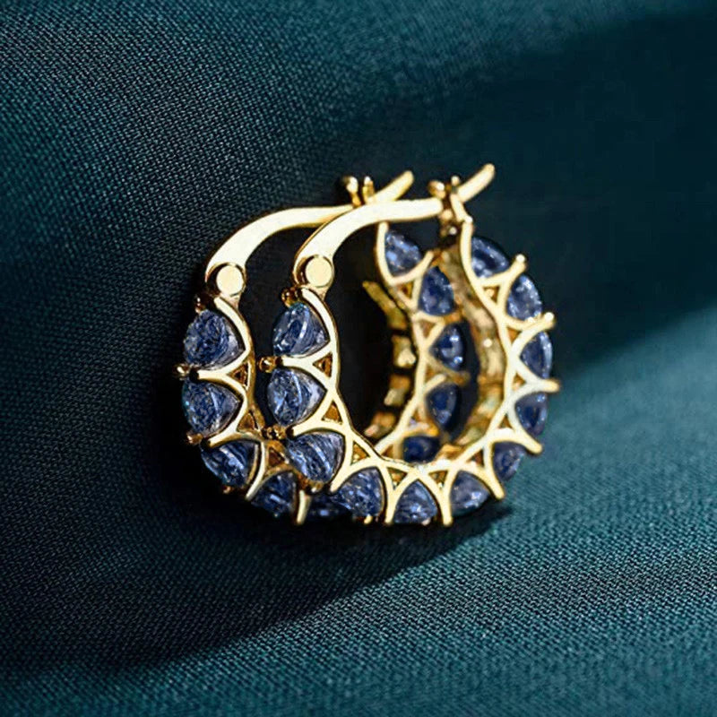Huitan High Quality Cubic Zirconia Women Hoop Earrings Stylish Lady Accessories Party Daily Wearable Fashion Jewelry Drop Ship