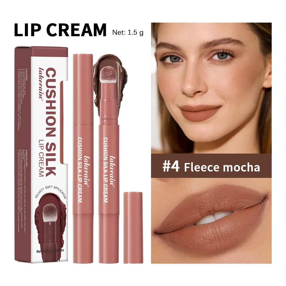 Cushion Silk Lip Cream Long Lasting Wear Waterproof Non Transfer Formula Matte Velvety Finish Lip Glaze Natural Cosmetics