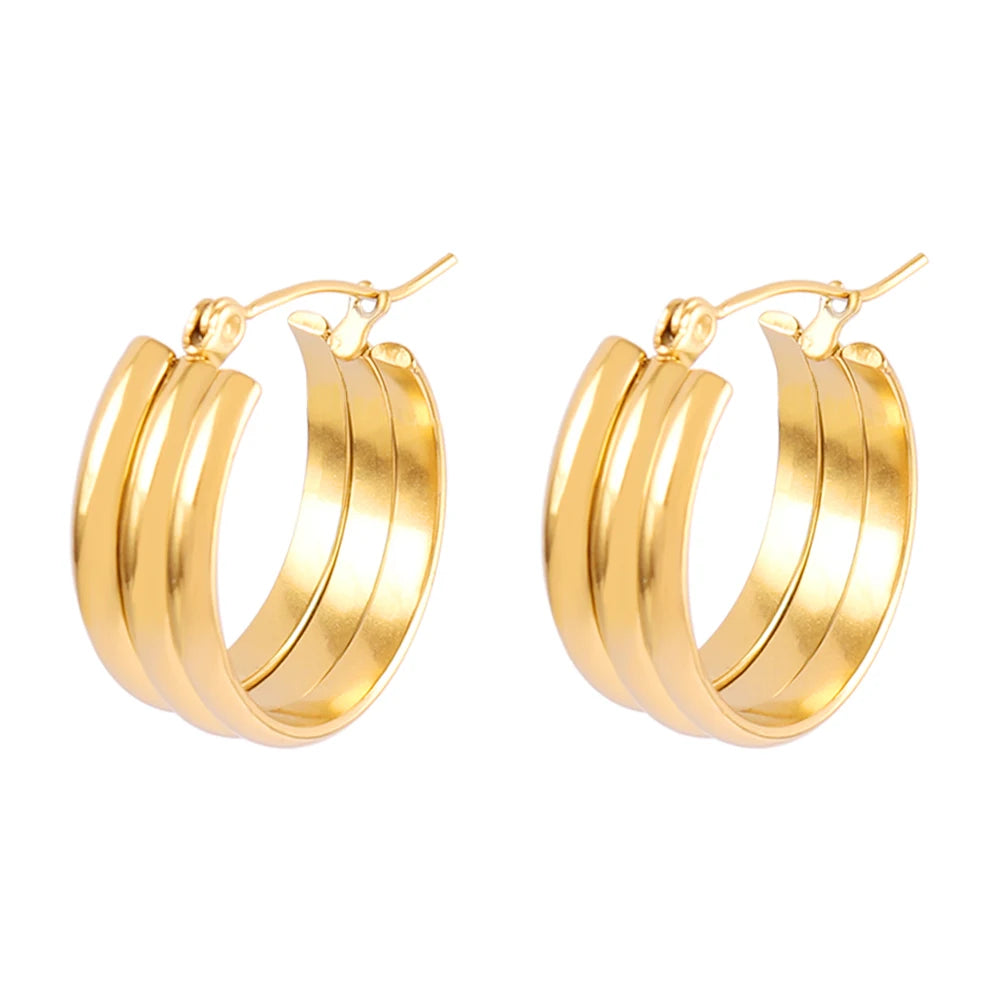 316L Stainless Steel Hoop Huggies Earrings For Women Exaggerated Texture Studs Earrings Girl Geometric Daily Jewelry Gifts